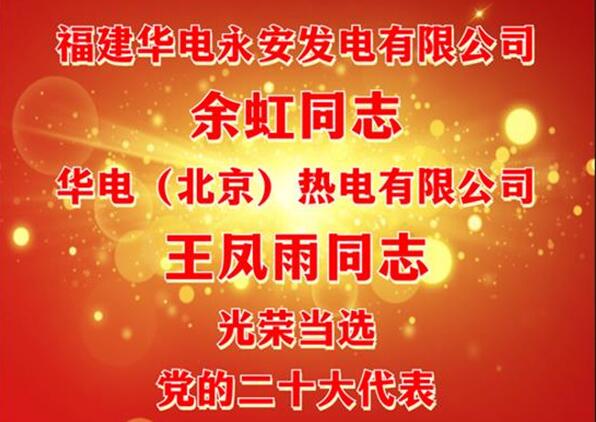 中國華電余虹、王鳳雨同志當(dāng)選黨的二十大代表