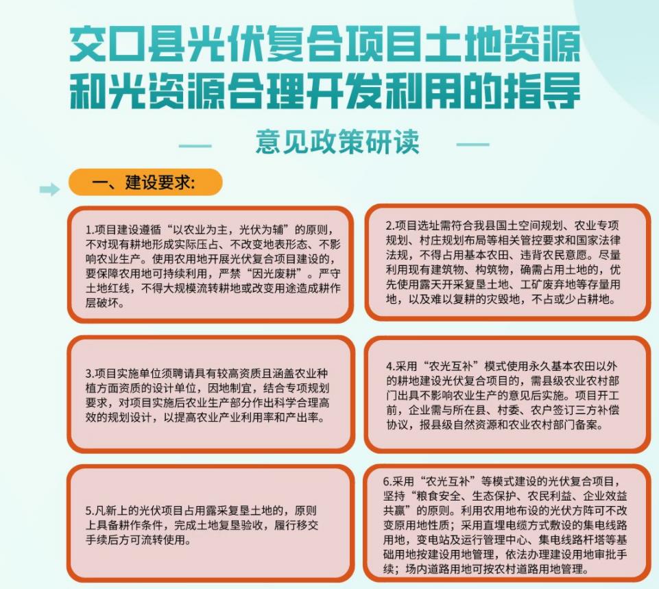 山西呂梁市交口縣光伏復合項目土地、光伏資源利用指導意見印發(fā)